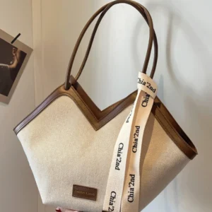 Colorblock Design, Large Capacity Dual Handle Shoulder Tote Bag, Suitable For Travel, Shopping, Commuting,