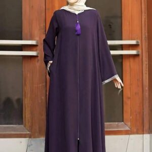 Women's Casual Solid Color Loose Fit Round Neck Zipper Robe, Dignified Long Robe Spring
