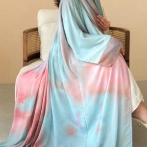 1pc Elegant Colorful Casual Batik Print Abaya, Dubai Fashion Saudi Arabia Open Cardigan Long Robe Shawl, Suitable For Daily Wear And Gatherings Without Headscarf Spring